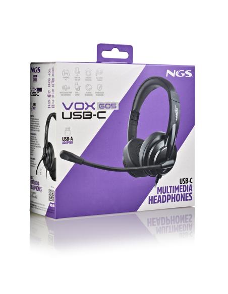 AURICULAR NGS VOX605 USB-C MICROFONO CONTROL VOLUMEN