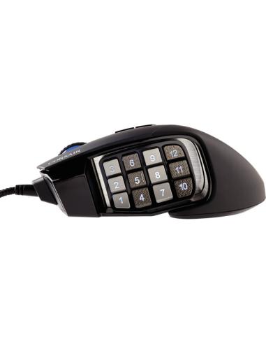 RATON CORSAIR USB GAMING SCIMITAR ELITE RGB OPTICO 16K DPI MOBAMMO NEGRO
