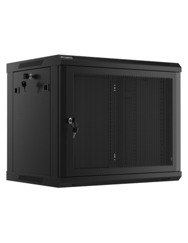 ARMARIO LANBERG 9U 600X450 CON PUERTA PERFORADA RACK 19 H-60 KG NEGRO FLAT PACK