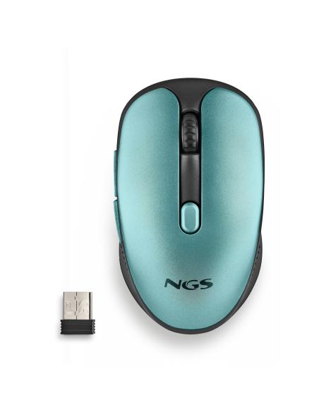 RATON NGS INALAMBRICO ERGONOMICO EVO RUST ICE RECARGABLE NEGRO-AZUL USB