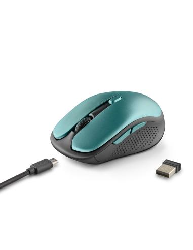 RATON NGS INALAMBRICO ERGONOMICO EVO RUST ICE RECARGABLE NEGRO-AZUL USB