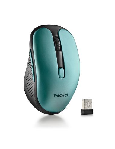RATON NGS INALAMBRICO ERGONOMICO EVO RUST ICE RECARGABLE NEGRO-AZUL USB