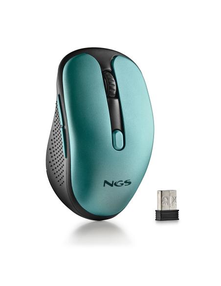 RATON NGS INALAMBRICO ERGONOMICO EVO RUST ICE RECARGABLE NEGRO-AZUL USB