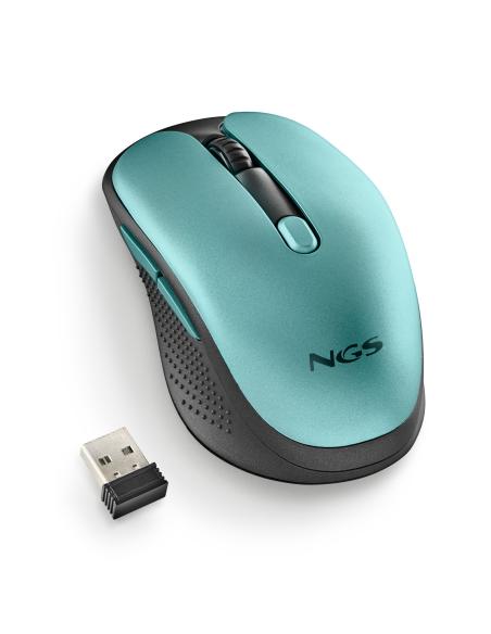 RATON NGS INALAMBRICO ERGONOMICO EVO RUST ICE RECARGABLE NEGRO-AZUL USB