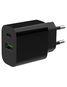 CARGADOR RAPIDO USB GEMBIRD DE 2 PUERTOS Y 20 W, NEGRO