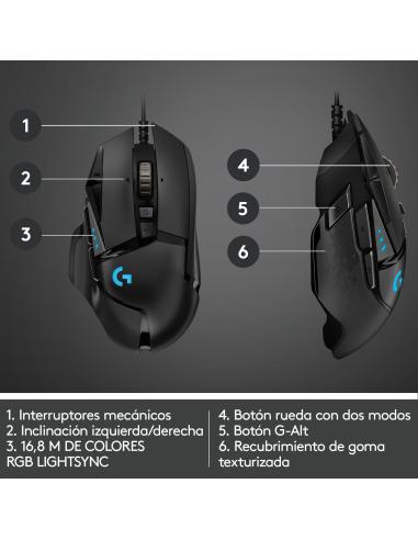 RATON LOGITECH USB GAMING G502 HERO NEGRO 910-005471