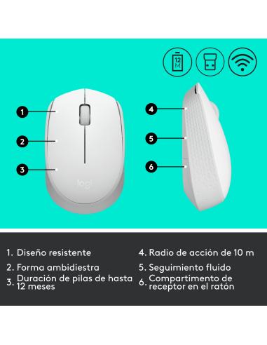 RATON LOGITECH INALAMBRICO M171 USB BLANCO 910-006867