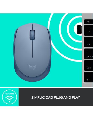 RATON LOGITECH INALAMBRICO M171 USB GRIS-AZULADO 910-006866