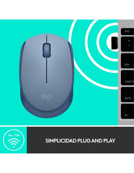 RATON LOGITECH INALAMBRICO M171 USB GRIS-AZULADO 910-006866