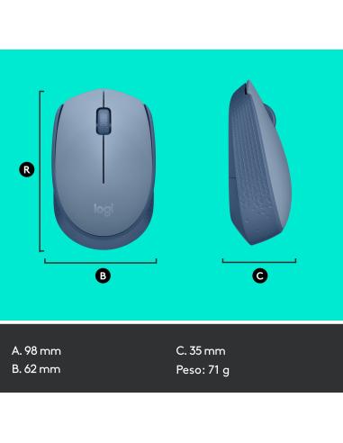 RATON LOGITECH INALAMBRICO M171 USB GRIS-AZULADO 910-006866