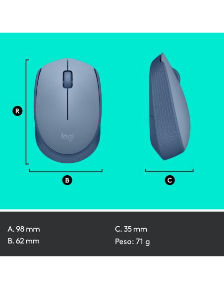 RATON LOGITECH INALAMBRICO M171 USB GRIS-AZULADO 910-006866
