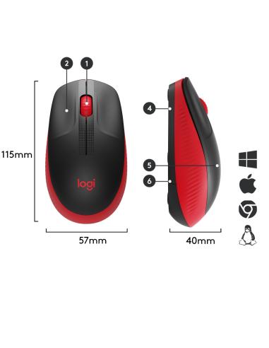 RATON LOGITECH INALAMBRICO M190 USB ROJO 910-005908