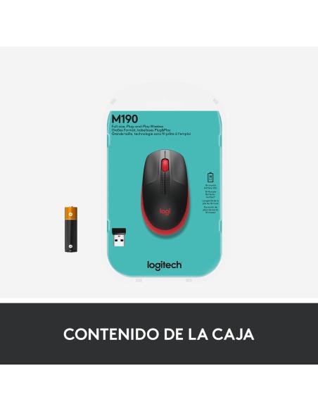 RATON LOGITECH INALAMBRICO M190 USB ROJO 910-005908