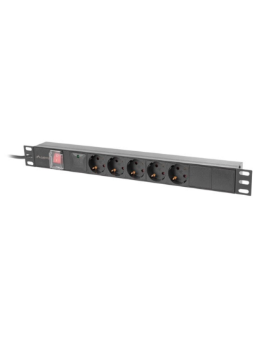 REGLETA LANBERG 1U 16A RACK 19 5X SOCKET SCHUKO NEGRO 2M
