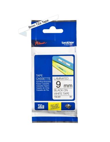 CINTA BROTHER P-TOUCH LAMINADA NEGRO SOBRE BLANCO 9mm 8M (TZe-221)