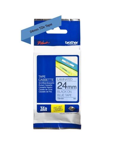 CINTA BROTHER P-TOUCH LAMINADA TZ551 NEGRO SOBRE AZUL 24mm (TZe-551)
