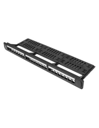 PATCH PANEL LANBERG 24 PUERTOS 1U RACK 19 ORGANIZADOR MODULOS KEYSTONE NEGRO
