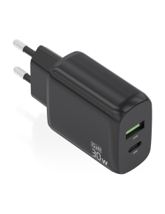 CARGADOR AISENS GAN 30W, 1XUSB-C PD3.0 QC4.0, 1XUSB-A QC3.0, NEGRO