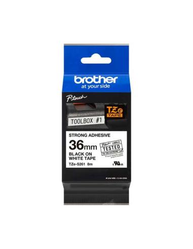 CINTA BROTHER P-TOUCH LAMINADA SUPERADHESIVA NEGRO SOBRE BLANCO 36mm 8M (TZe-S261)
