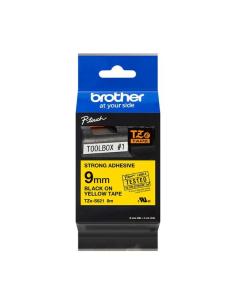 CINTA BROTHER P-TOUCH LAMINADA SUPERADHESIVA NEGRO SOBRE AMARILLO 9mm 8M (TZe-S621)