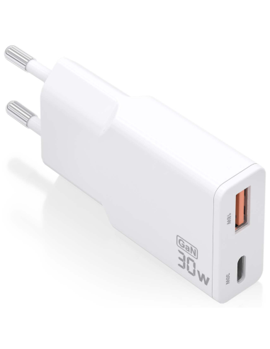 CARGADOR AISENS GAN ULTRA DELGADO 30W USB-C PD3.0 QC4.0 USB-A QC3.0