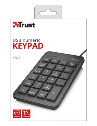 TECLADO TRUST NUMERICO XALAS ULTRADELGADO PARA PORTATILES USB 22221