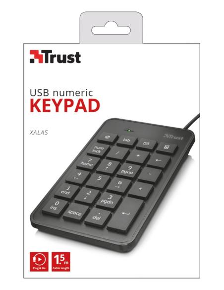 TECLADO TRUST NUMERICO XALAS ULTRADELGADO PARA PORTATILES USB 22221