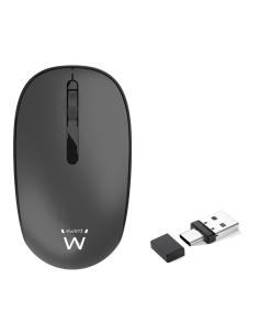 RATON EWENT INALAMBRICO CLIC SILENCIOSO / 3 BOTONES Y RUEDA / 1600DPI / WIFI / RECEPTOR DUAL USB-A Y USB-C / EW3206