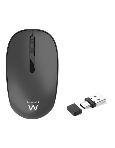 RATON EWENT INALAMBRICO CLIC SILENCIOSO / 3 BOTONES Y RUEDA / 1600DPI / WIFI / RECEPTOR DUAL USB-A Y USB-C / EW3206