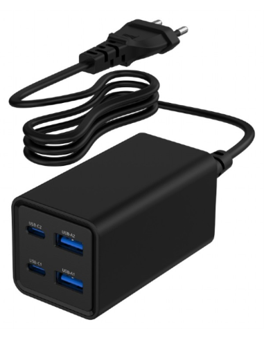 CARGADOR RAPIDO GEMBIRD USB POWERDELIVERY GAN DE 4 PUERTOS 65 W NEGRO