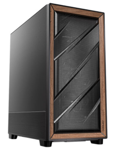 CAJA ANTEC FLUX SE ATX WOOD NEGRO 2XUSB SN FUENTE