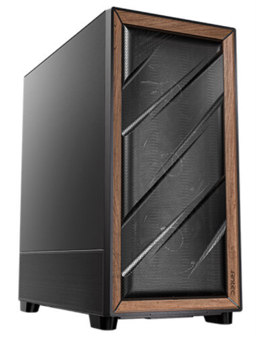 CAJA ANTEC FLUX SE ATX WOOD NEGRO 2XUSB SN FUENTE