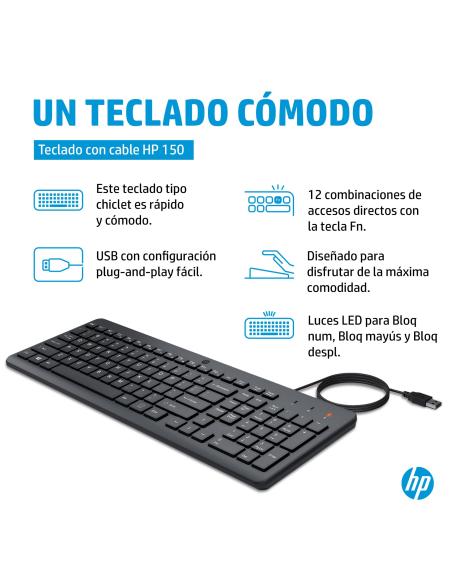 TECLADO HP 150 USB-A NEGRO 664R5AA