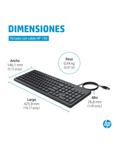 TECLADO HP 150 USB-A NEGRO 664R5AA