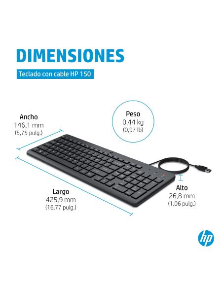 TECLADO HP 150 USB-A NEGRO 664R5AA