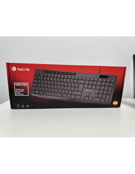 TECLADO NGS SPECTRA USB ULTRASLIM SILENCIOSO MULTIMEDIA NEGRO