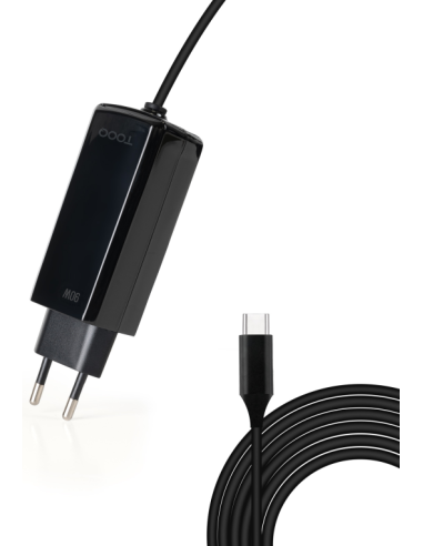 CARGADOR TOOQ PORTATIL GAN USB-C PD 90W CUBICO NEGRO