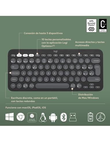 TECLADO LOGITECH INALAMBRICO KIT TR PEBBLE 2 COMBO BT 920-012227