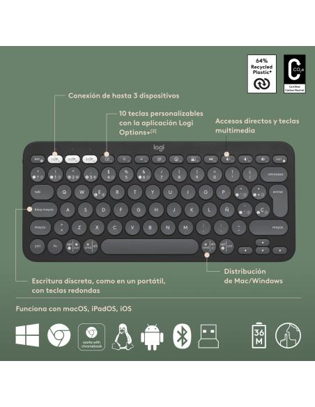 TECLADO LOGITECH INALAMBRICO KIT TR PEBBLE 2 COMBO BT 920-012227