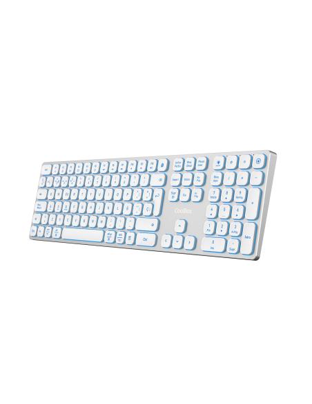 TECLADO COOLBOX INALAMBRICO ILUMINADO B431 RECARGABLE BT5.1 2.4G ALUMINIO BLANCO