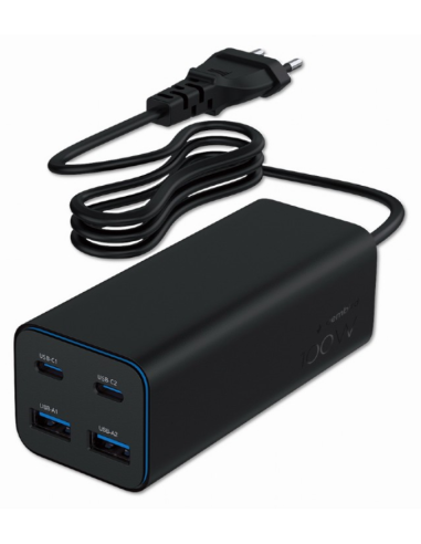 CARGADOR RAPIDO GEMBIRD USB POWERDELIVERY GAN DE 4 PUERTOS 100 W NEGRO