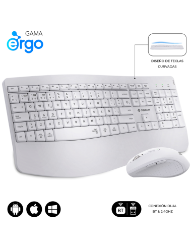 COMBO TECLADO RATON SUBBLIM PROWAVE ERGO INALAMBRICO BLANCO