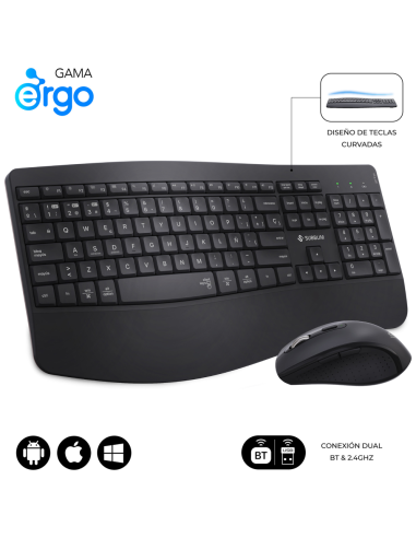 COMBO TECLADO RATON SUBBLIM PROWAVE ERGO INALAMBRICO NEGRO