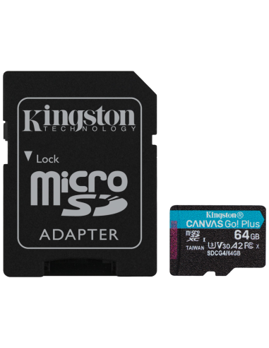 MICRO SD KINGSTON 64GB CANVAS GO PLUS U3 V30 CON ADAPTADOR
