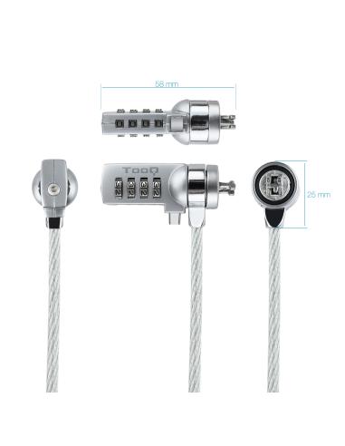 CABLE SEGURIDAD CON COMBINACION PARA PORTATILES 1.5M TOOQ TQCLKC0015