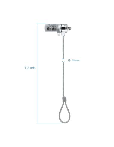 CABLE SEGURIDAD CON COMBINACION PARA PORTATILES 1.5M TOOQ TQCLKC0015