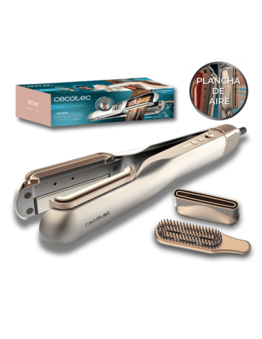SECADOR PLANCHA DE PELOS CON AIRE CECOTEC RITUALCARE AIR LISSE 2IN1 CHAMPAGNE / 2 CABEZALES / 106000 RPM / A01_EU01_100160