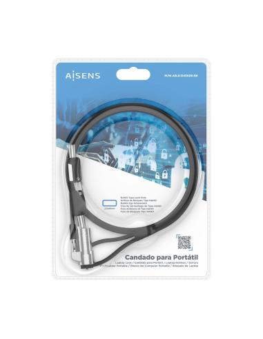 CABLE SEGURIDAD TIPO NANOCERRADURA DE LLAVE PORTATIL 1.5M AISENS ASLK-D45K06-BK