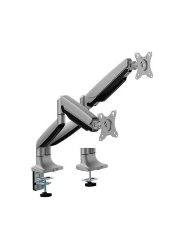 SOPORTE BRAZO MESA MONITOR EWENT ARTICULADO DOBLE MONITOR / RESORTE MECANICO / 17" A 35" / PLATA / EW1528