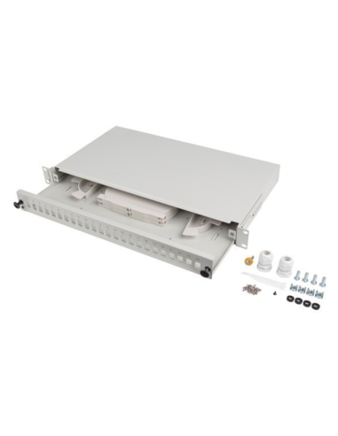 PATCH PANEL LANBERG 1U 19" FIBRA OPTICA 24 PTS SC SIMPLEX O 24 LC DUPLEX GR+ACC